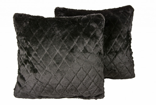 18" X 18" X 5" - Black, Faux Fur - Pillow 2-Pack 332235 By Homeroots