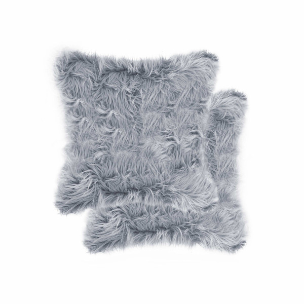 18" X 18" X 5" Grey, Faux Fur - Pillow 2-Pack 332241 By Homeroots