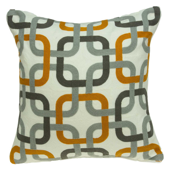 20" X 7" X 20" Cool Transitional Gray And Orange Pillow Cover With Poly Insert 334120 By Homeroots