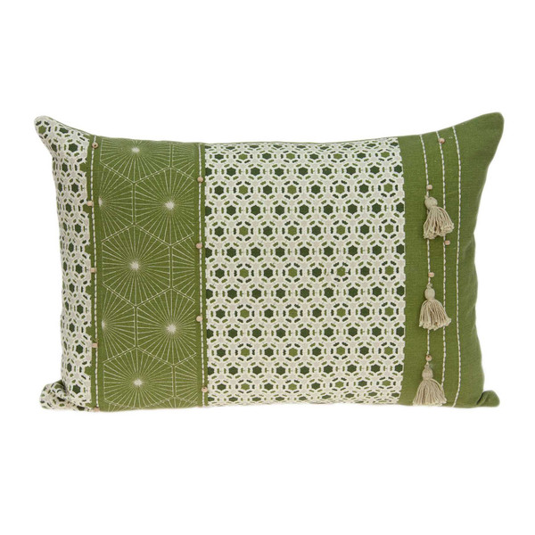 20" X 6" X 14" Tropical Green Cotton Pillow Cover With Poly Insert 334151 By Homeroots