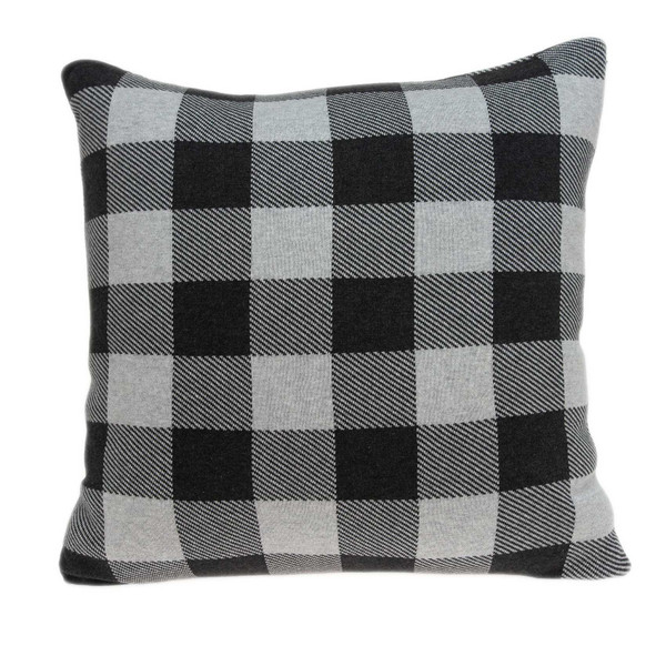 20" X 7" X 20" Transitional Gray And Black Pillow Cover With Down Insert 334223 By Homeroots