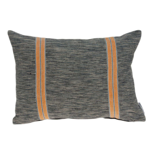 20" X 6" X 14" Transitional Gray And Orange Pillow Cover With Down Insert 334229 By Homeroots