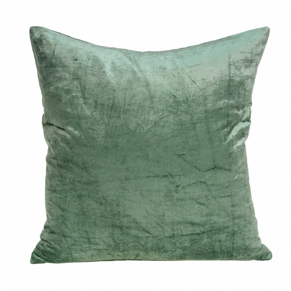 22" X 7" X 22" Transitional Green Solid Pillow Cover With Down Insert 334233 By Homeroots
