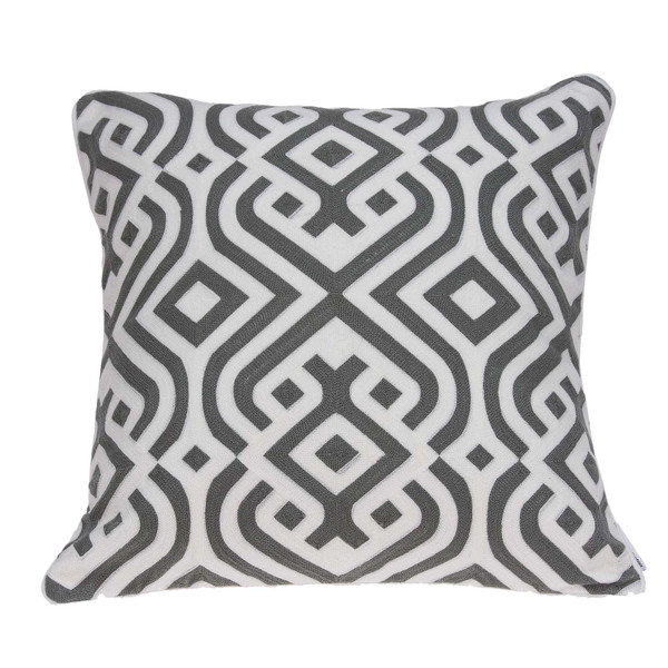 20" X 7" X 20" Traditional Gray And White Cotton Pillow Cover With Down Insert 334309 By Homeroots
