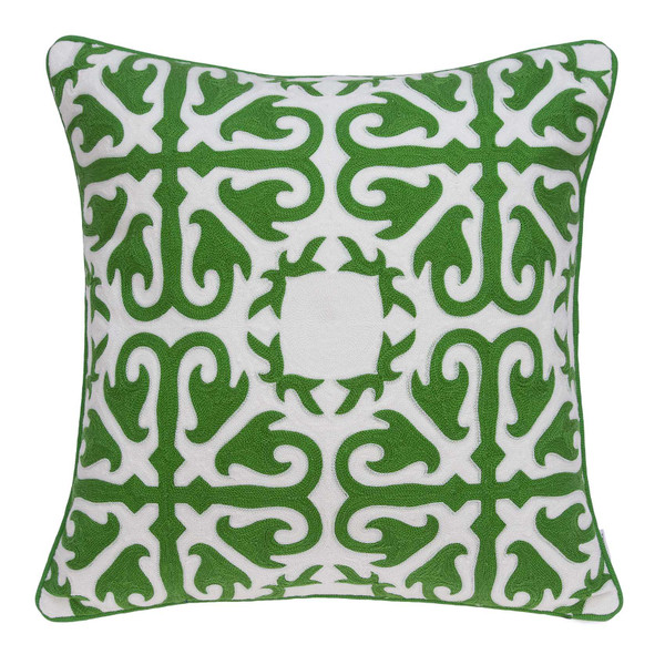 20" X 7" X 20" Traditional Green And White Accent Pillow Cover With Down Insert 334316 By Homeroots