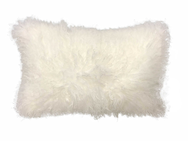 17" Bright White Genuine Tibetan Lamb Fur Pillow With Microsuede Backing 334354 By Homeroots