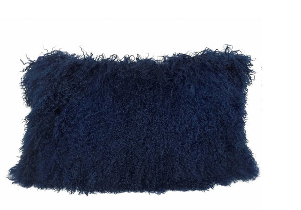 17" Navy Blue Genuine Tibetan Lamb Fur Pillow With Microsuede Backing 334358 By Homeroots