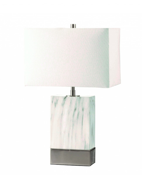 8" X 13" X 25" White Brushed Nickel Metal Shade Table Lamp 347230 By Homeroots