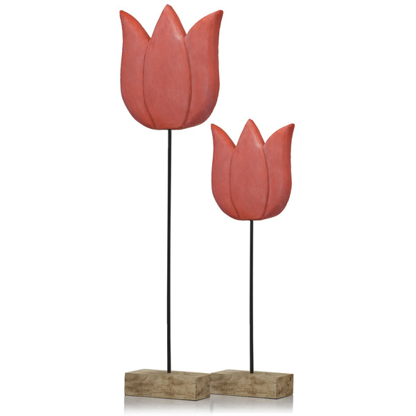 4" X 8" X 25"Natural & Black/Red, Small - Tulip On Stand 354885 By Homeroots