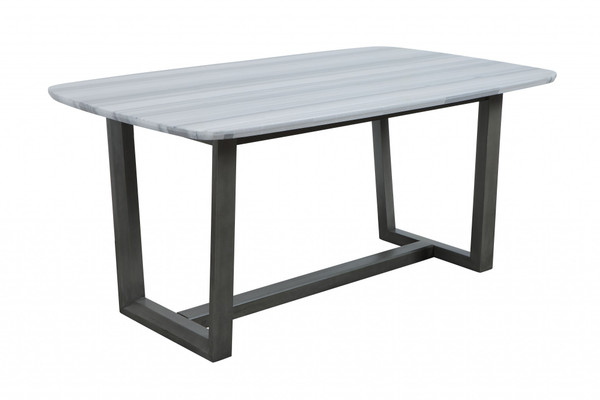 40" X 72" X 30" Marble Gray Oak Wood Marble Dining Table 347363 By Homeroots