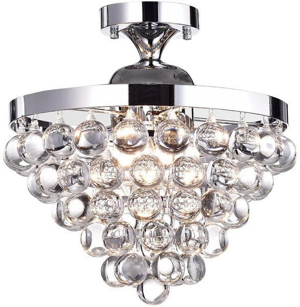 Lislet Chrome Crystal Cone Flush Mount 320405 By Homeroots
