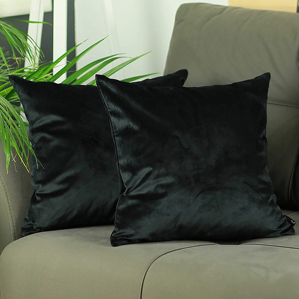 18"X 18" Black Velvet Decorative Throw Pillow Cover (2 Pcs In Set) 355637 By Homeroots