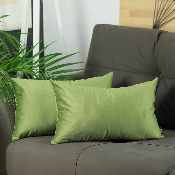 21"X14" Green Velvet Pickle Decorative Throw Pillow Cover (2 Pcs In Set) 355438 By Homeroots