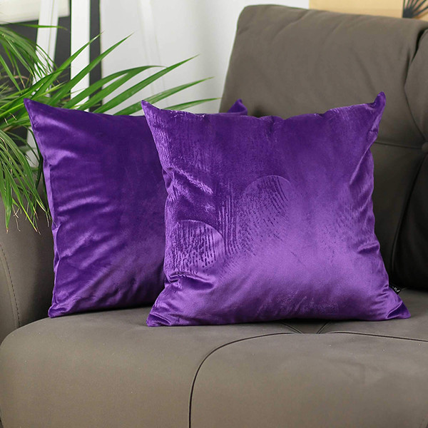 18"X 18" Purple Velvet Decorative Throw Pillow Cover (2 Pcs In Set) 355431 By Homeroots