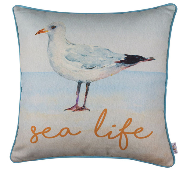 18"X18" Marine Square Bird Decorative Throw Pillow Cover 355666 By Homeroots