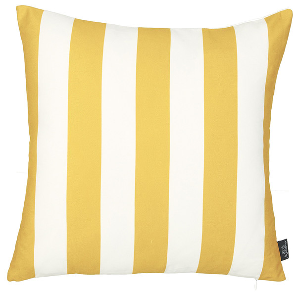 18"X18" Yellow Stripes Geometric Decorative Throw Pillow Cover 355656 By Homeroots
