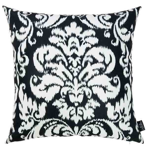 18"X18" Black And White Damask Decorative Throw Pillow Cover 355647 By Homeroots