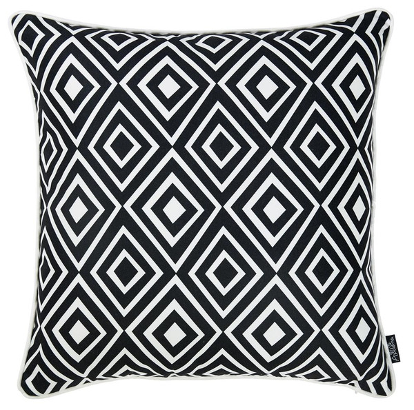 18"X 18" Tropical Bw Diamonds Squares Decorative Throw Pillow Cover 355611 By Homeroots