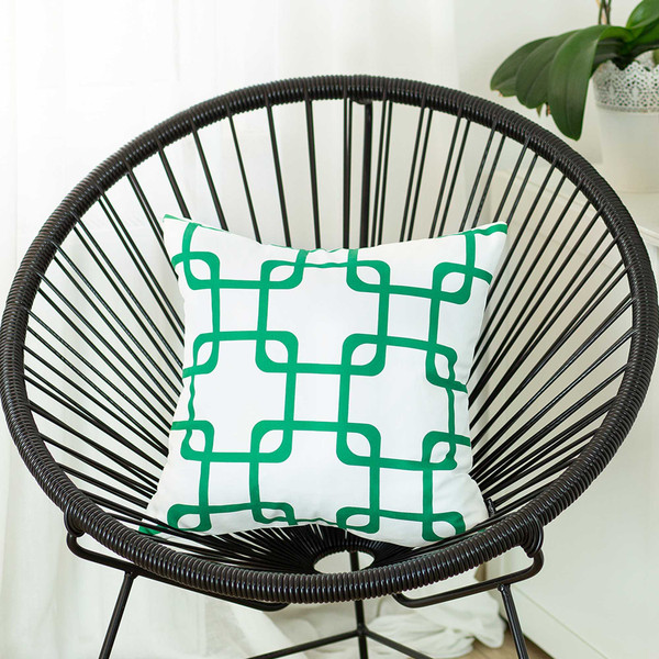 18"X18" Green Geometric Squares Decorative Throw Pillow Cover 355593 By Homeroots