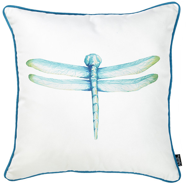 18"X 18" Watercolor Dragonfly Printed Decorative Throw Pillow Cover 355581 By Homeroots