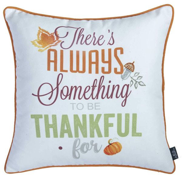18"X 18" Thanksgiving Thankful Printed Decorative Throw Pillow Cover 355493 By Homeroots