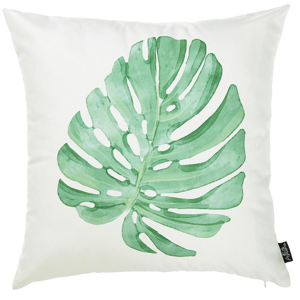 18"X 18" Tropical Single Monstera Decorative Throw Pillow Cover 355429 By Homeroots