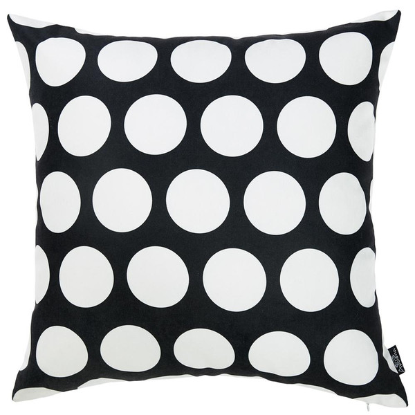 18"X 18" Black And White Dots Decorative Throw Pillow Cover Square 355407 By Homeroots
