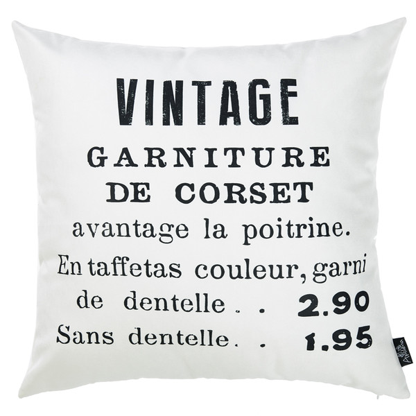 18"X 18" Black And White Vintage Decorative Throw Pillow Cover 355361 By Homeroots