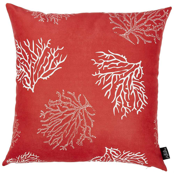 18"X18"Red Nautica Reef Decorative Throw Pillow Cover Printed 355333 By Homeroots