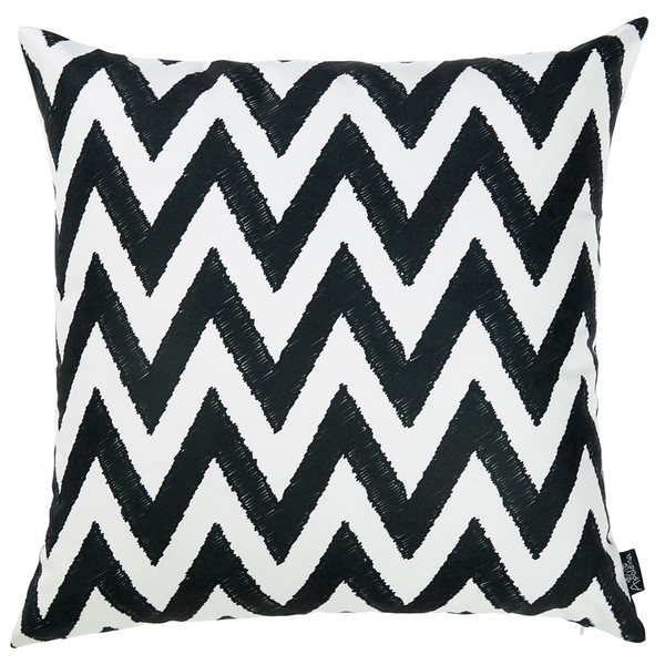 18"X18" Black And White Chevron Decorative Throw Pillow Cover 355265 By Homeroots