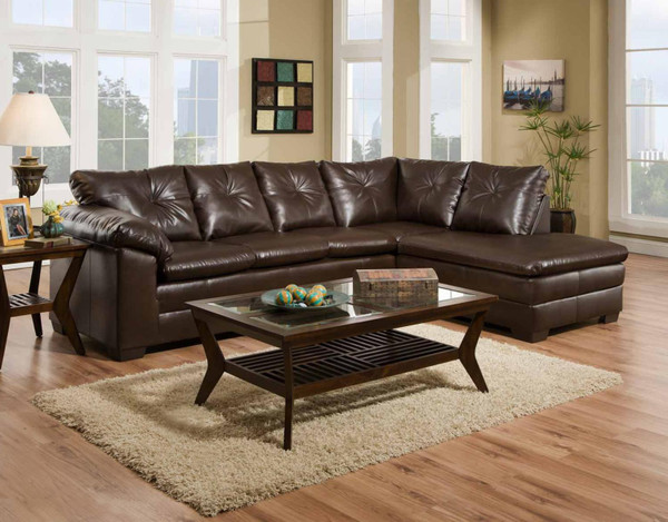 117" X 82" X 39" Cowboy Brown 83% Polyurethane/17% Bonded Leather 2 Pc Sectional 355978 By Homeroots