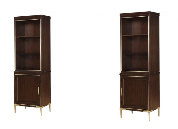16" X 112" X 74" Cherry Metal Wood Entertainment Center (Set Of 2) 347501 By Homeroots