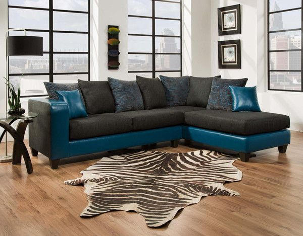 107" X 76" X 37" Tampa Teal 100% Polyester / 100% Pu (Polyurethane) Sectional 356031 By Homeroots