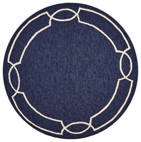 7' Round Uv-Treated Polypropylene Ocean Area Rug 354107 By Homeroots