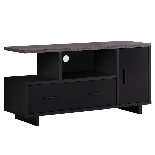 15.5" X 47.25" X 23.75" Black/Grey Top With Storage - Tv Stand 355705 By Homeroots