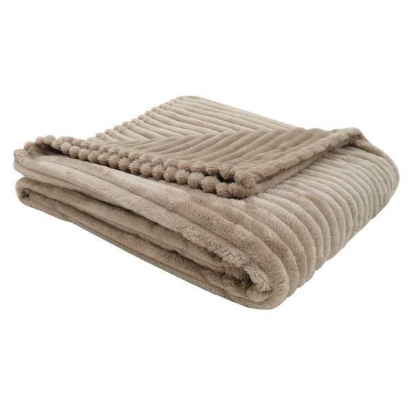 50" X 60" Beige, Ultra Soft Ribbed Style - Throw 355935 By Homeroots
