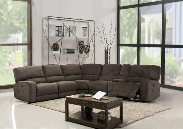 254'' X 41'' X 40'' Modern Brown Fabric Sectional With Power Recliners 343959 By Homeroots