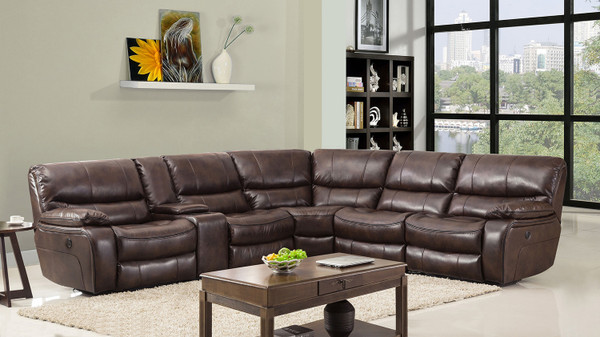 254'' X 41'' X 40'' Modern Dark Brown Leather Sectional 343950 By Homeroots