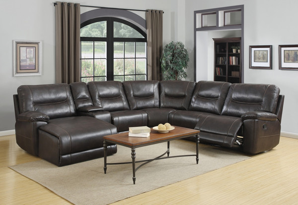 251'' X 41'' X 40'' Modern Dark Brown Leather Sectional 343960 By Homeroots