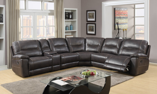 251'' X 41'' X 40'' Modern Dark Brown Leather Sectional 343953 By Homeroots