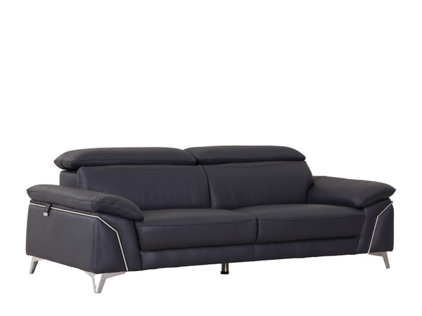 31" Fashionable Navy Leather Sofa 329692 By Homeroots