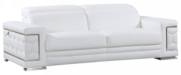 89" Sturdy White Leather Sofa 329593 By Homeroots