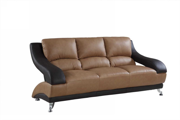 38" Dazzling Two-Tone Leather Sofa 329531 By Homeroots
