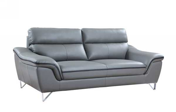 36" Charming Grey Leather Sofa 329499 By Homeroots