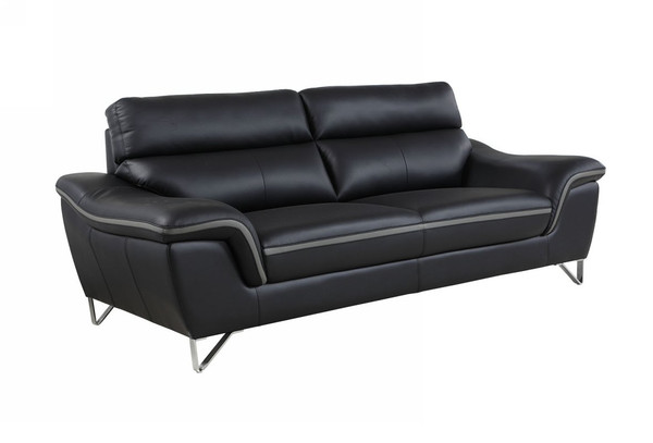 36" Charming Black Leather Sofa 329495 By Homeroots