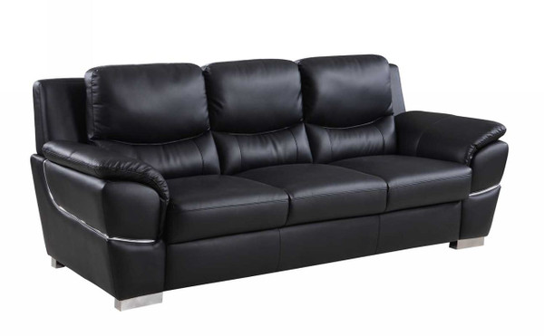 37" Chic Black Leather Sofa 329475 By Homeroots