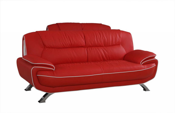 35" Sleek Red Leather Sofa 329471 By Homeroots