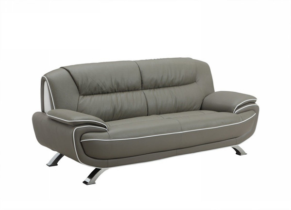 35" Sleek Grey Leather Sofa 329467 By Homeroots