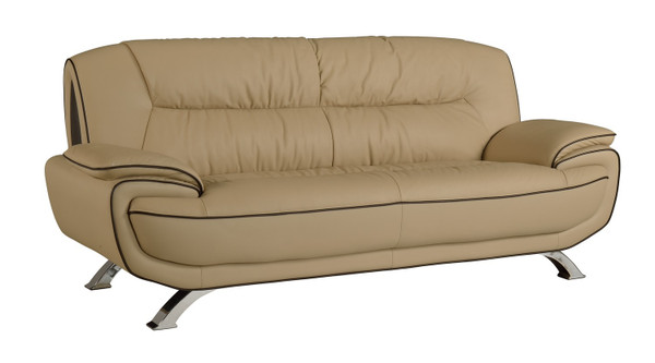 35" Sleek Beige Leather Sofa 329459 By Homeroots