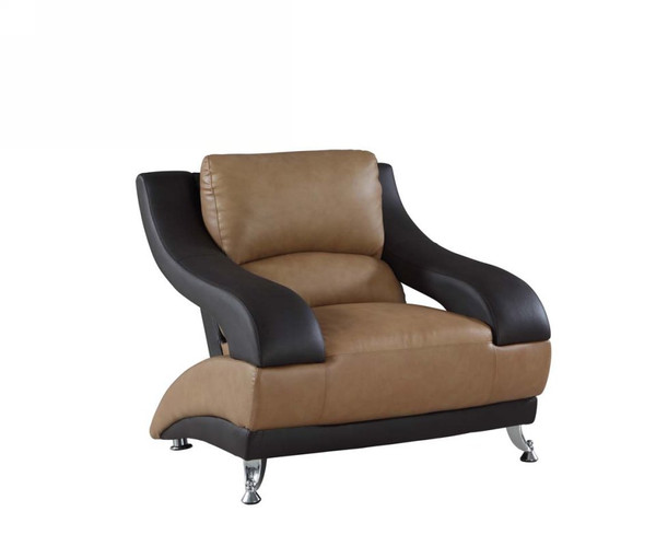 38" Dazzling Two-Tone Leather Chair 329533 By Homeroots